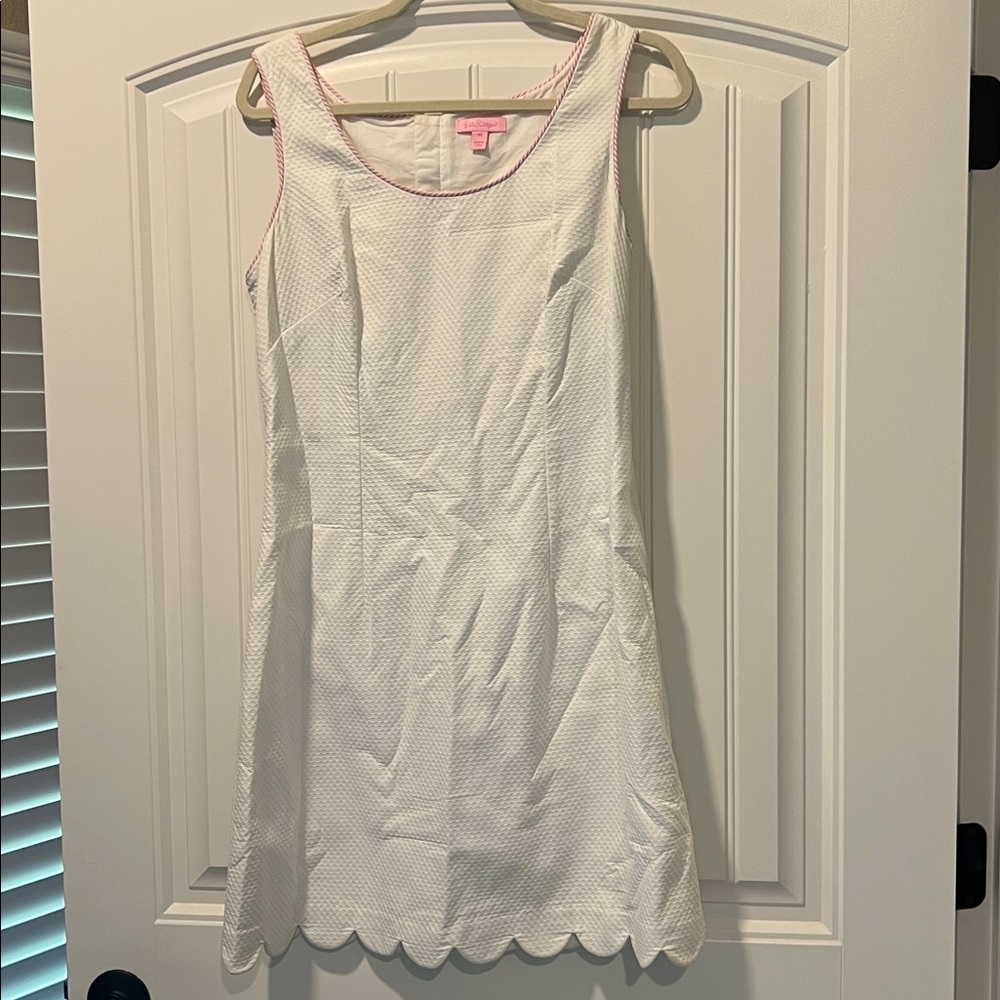 Lilly Pulitzer White Dress with Pink Trim and bow details